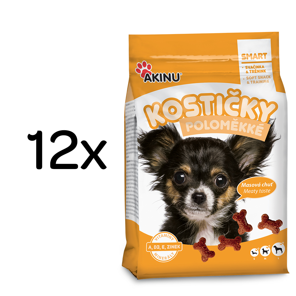 Akinu Poloměkké kostičky pamlsek pro psy 12 x 500 g
