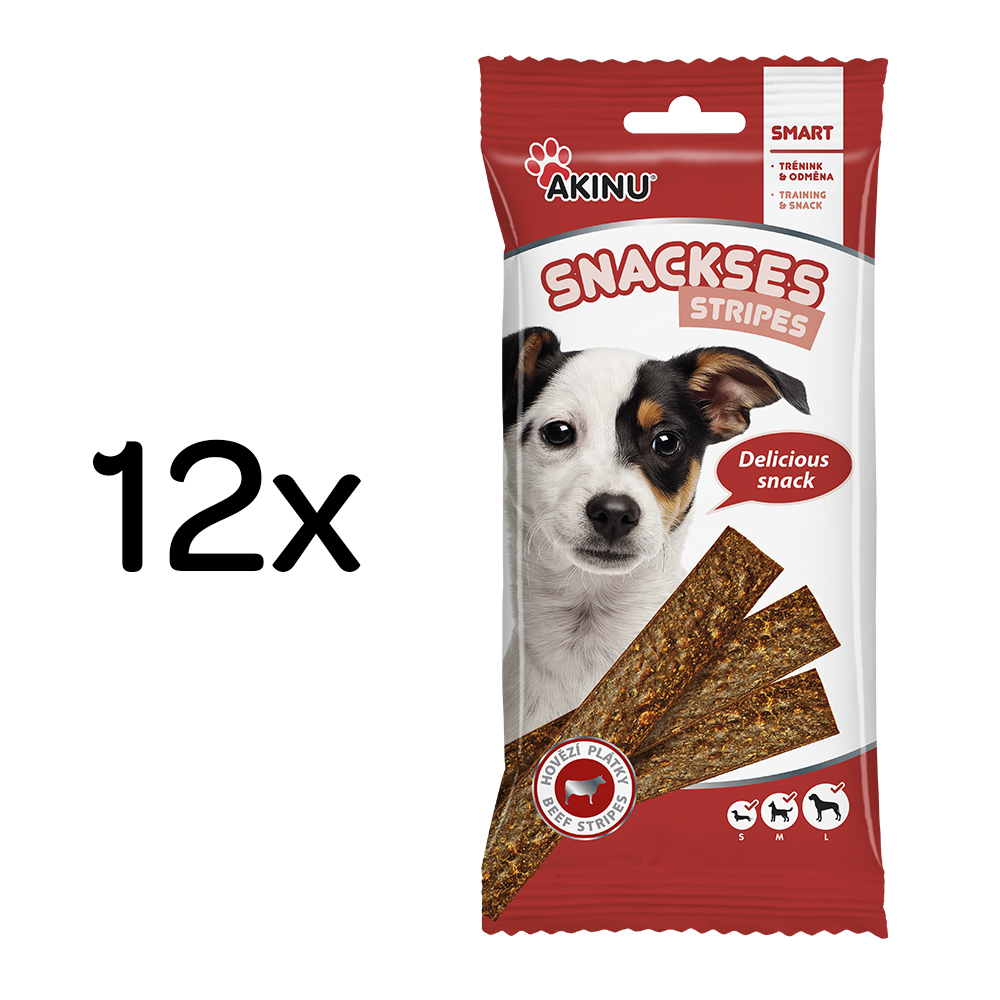 Akinu SNACKSES Hovězí plátky pamlsek pro psy 12 x 12 ks