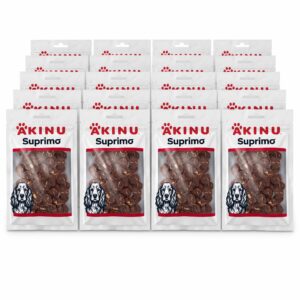 Akinu SUPRIMO Hovězí s kuřecí chrupavkou mini steak pamlsek pro psy 20 x 75 g