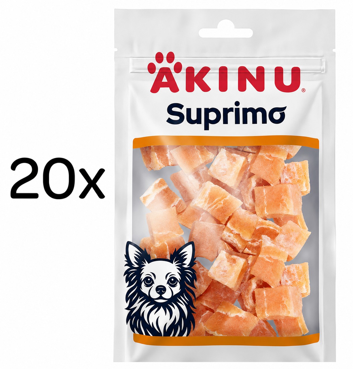 Akinu SUPRIMO Kuřecí měkké kostky pamlsek pro psy mramorovaný 20 x 75 g