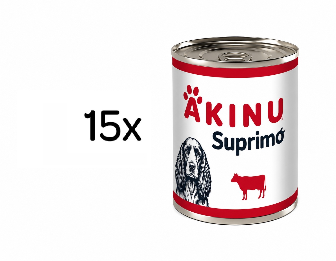 Akinu SUPRIMO Mleté s hovězím konzerva pro psy 15 x 400 g