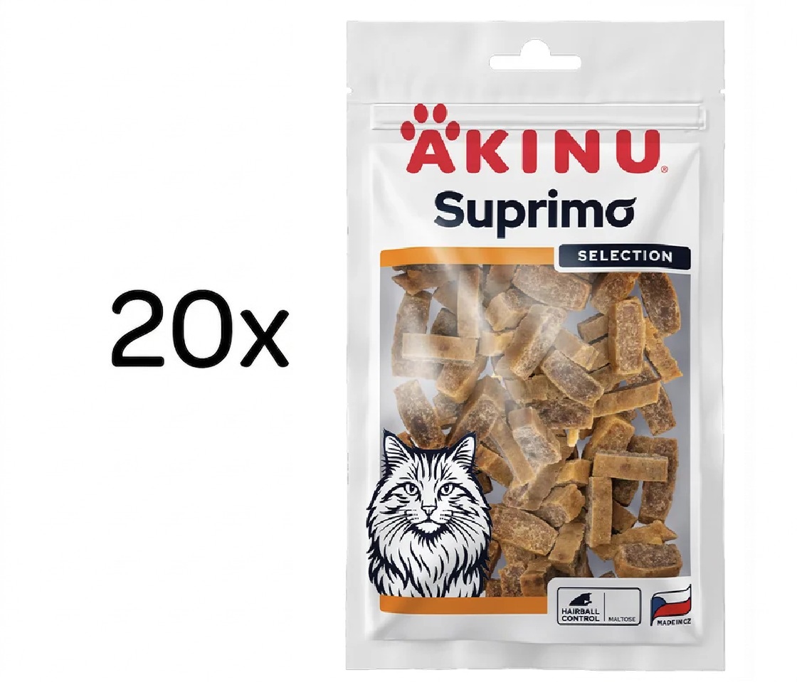 Akinu SUPRIMO SELECTION Hairball Control pamlsek pro kočky 20 x 50 g
