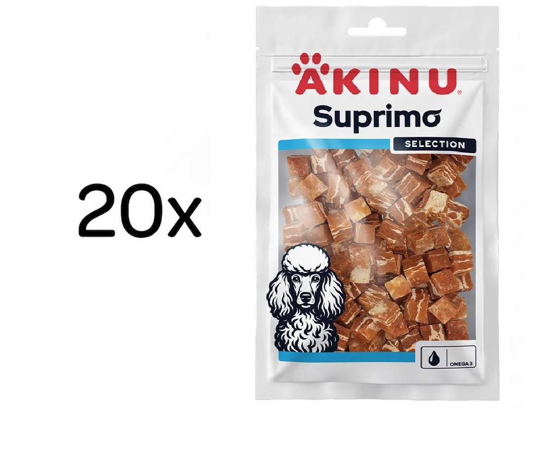 Akinu SUPRIMO SELECTION Losos kostky pamlsek pro psy mramorovaný 20 x 75 g