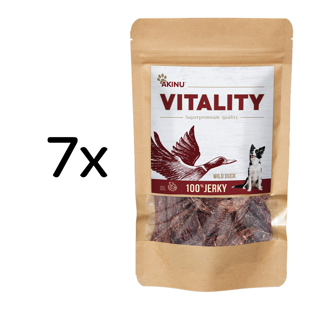 Akinu VITALITY Divoká kachna jerky pamlsek pro psy 7 x 50 g