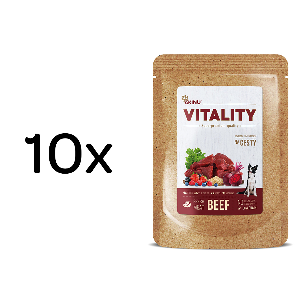 Akinu VITALITY Hovězí kapsička pro psy na cesty 10 x 150 g
