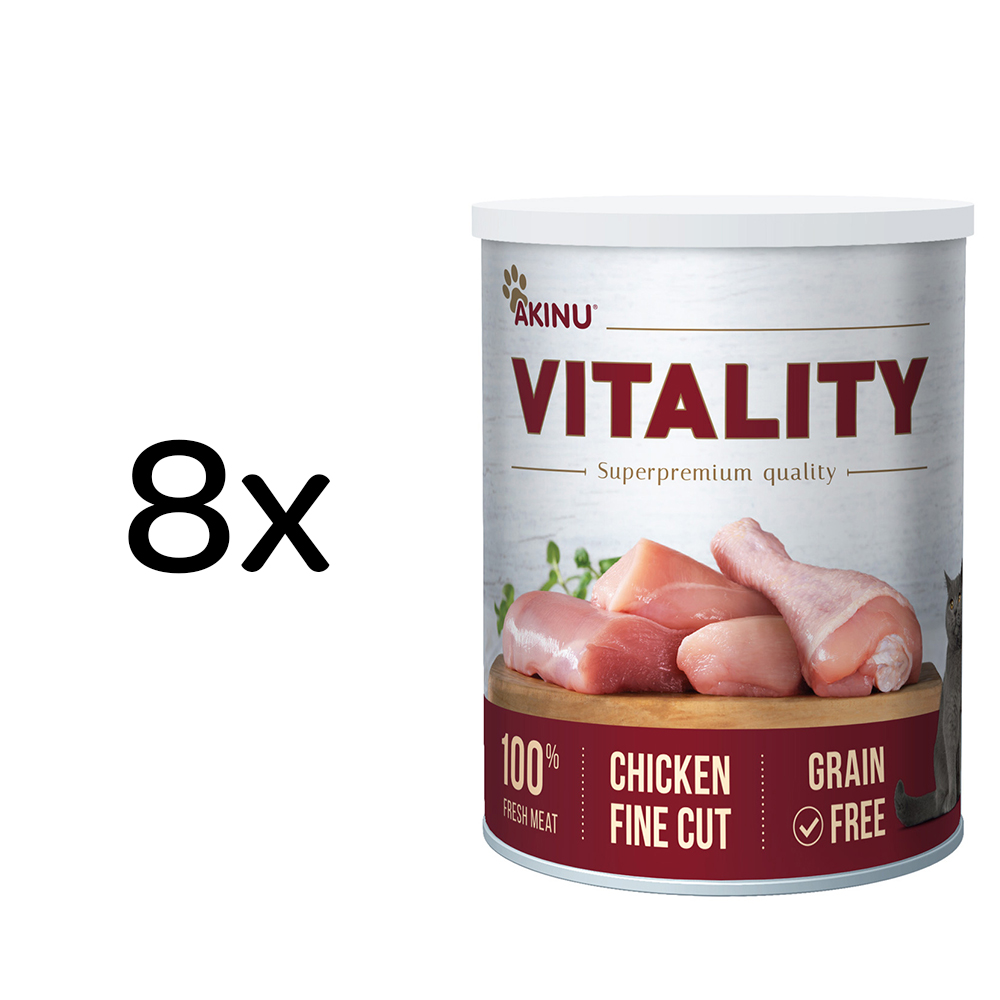 Akinu VITALITY Kuřecí jemně krájené konzerva pro kočky 8 x 400 g