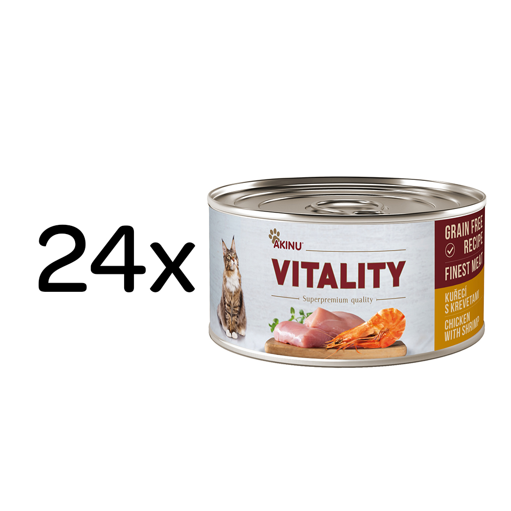 Akinu VITALITY Kuřecí & krevety konzerva pro kočky 24 x 70 g