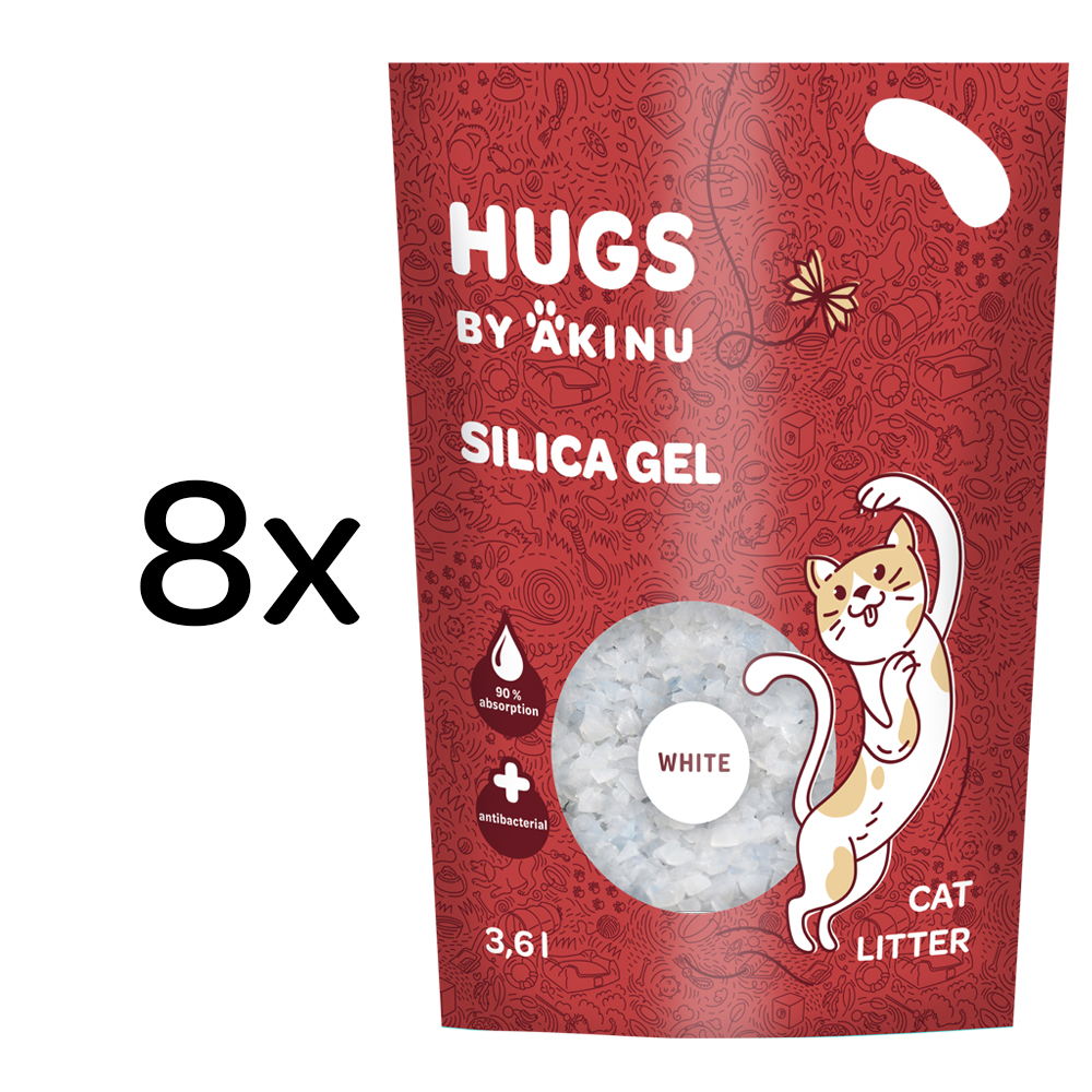 HUGS by Akinu Silika gel bílý stelivo pro kočky 8 x 3
