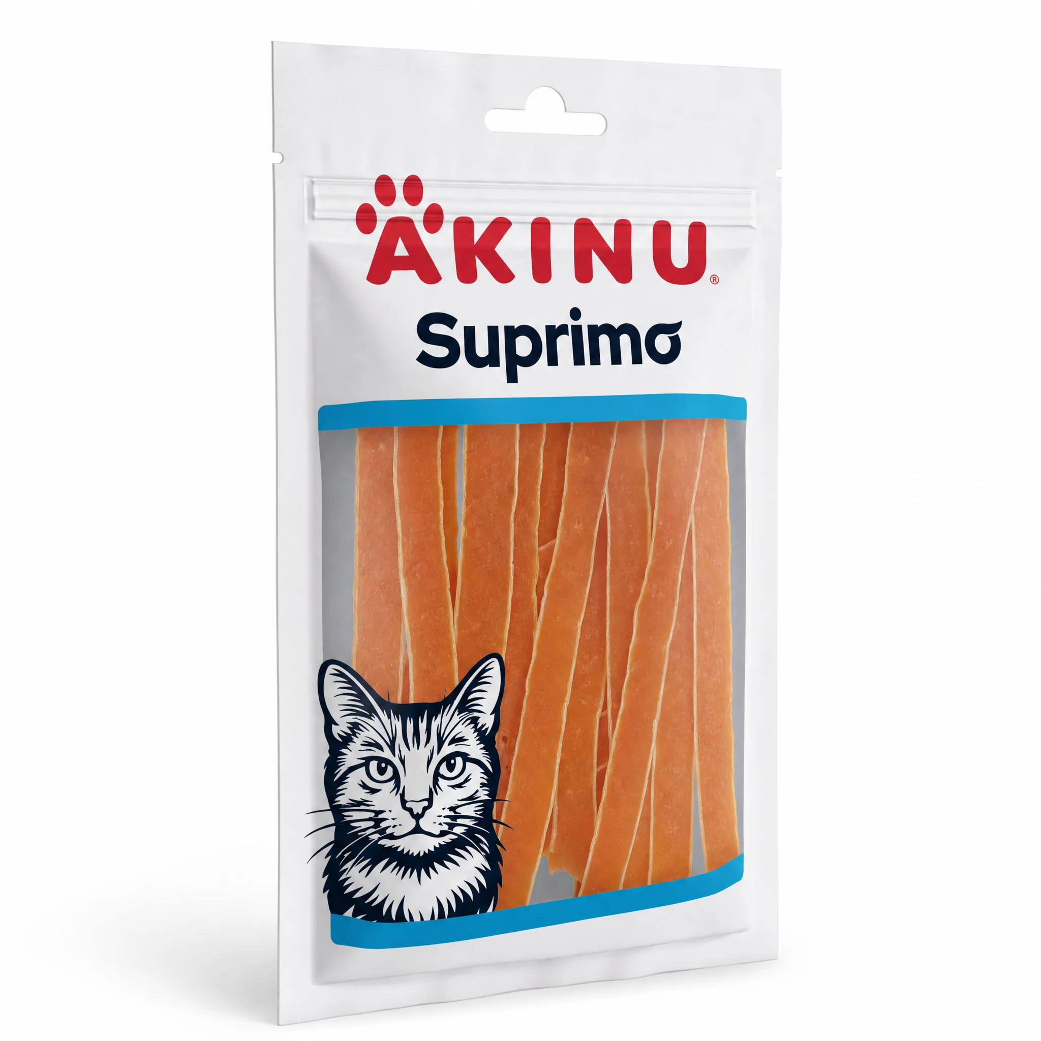 Akinu SUPRIMO Losos s treskou mini proužky pamlsek pro kočky 50 g