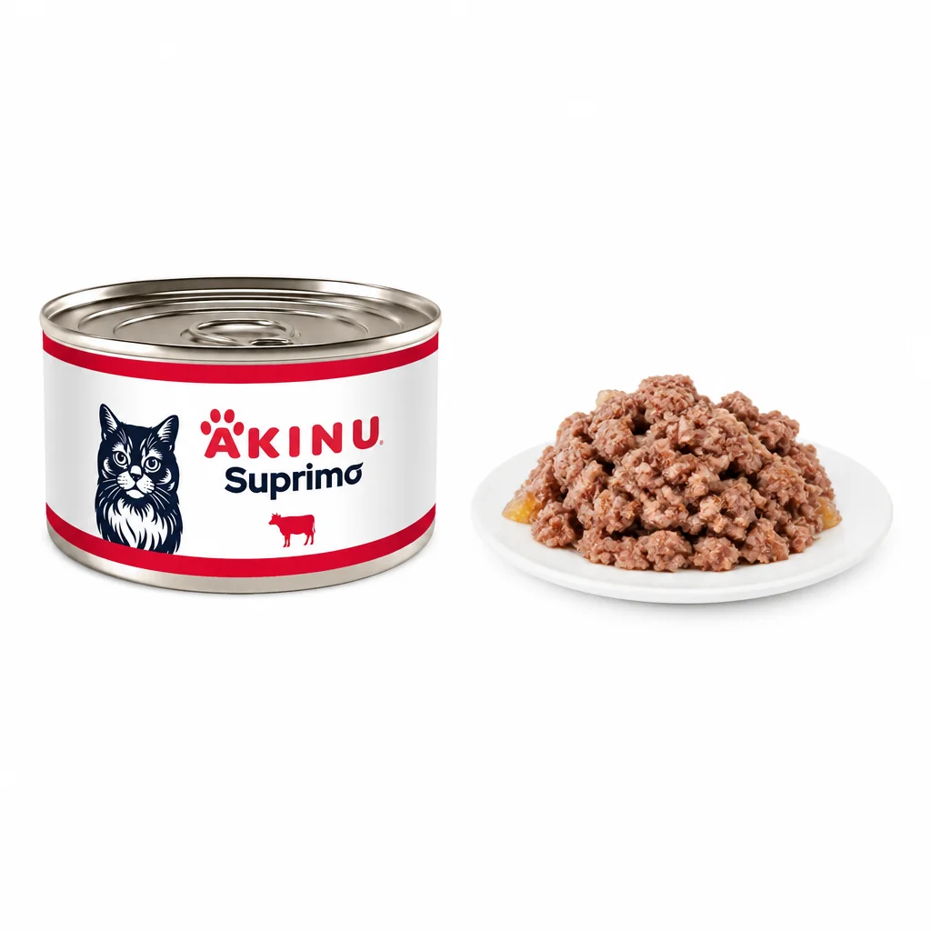 Akinu SUPRIMO Mleté s hovězím konzerva pro kočky 200 g