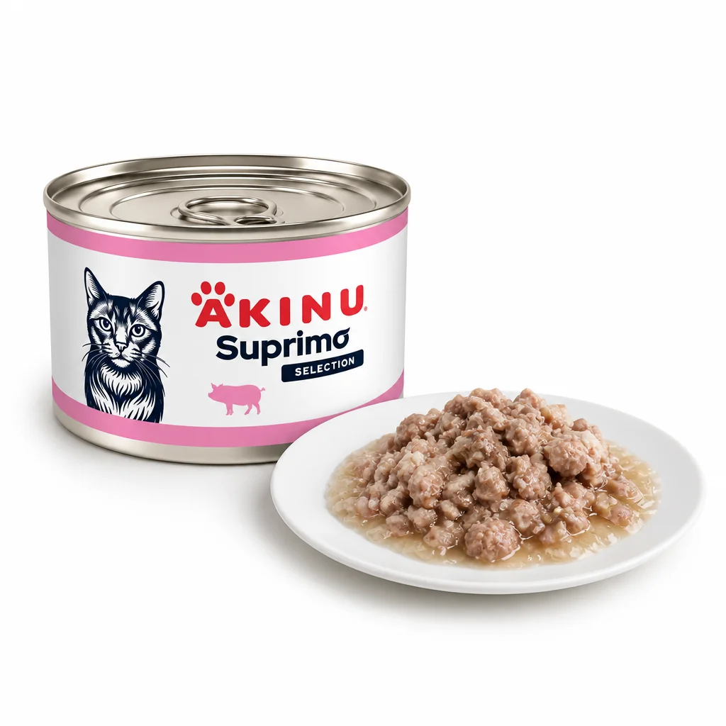 Akinu SUPRIMO SELECTION Vepř. kostky libové svaloviny konzerva pro kočky 200 g