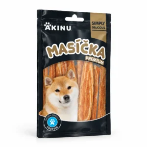 Akinu MASÍČKA PREMIUM Losos plátky s kůží pamlsek pro psy mramorované 75 g