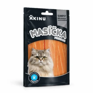 Akinu MASÍČKA PREMIUM Losos s treskou mini proužky pamlsek pro kočky 50 g