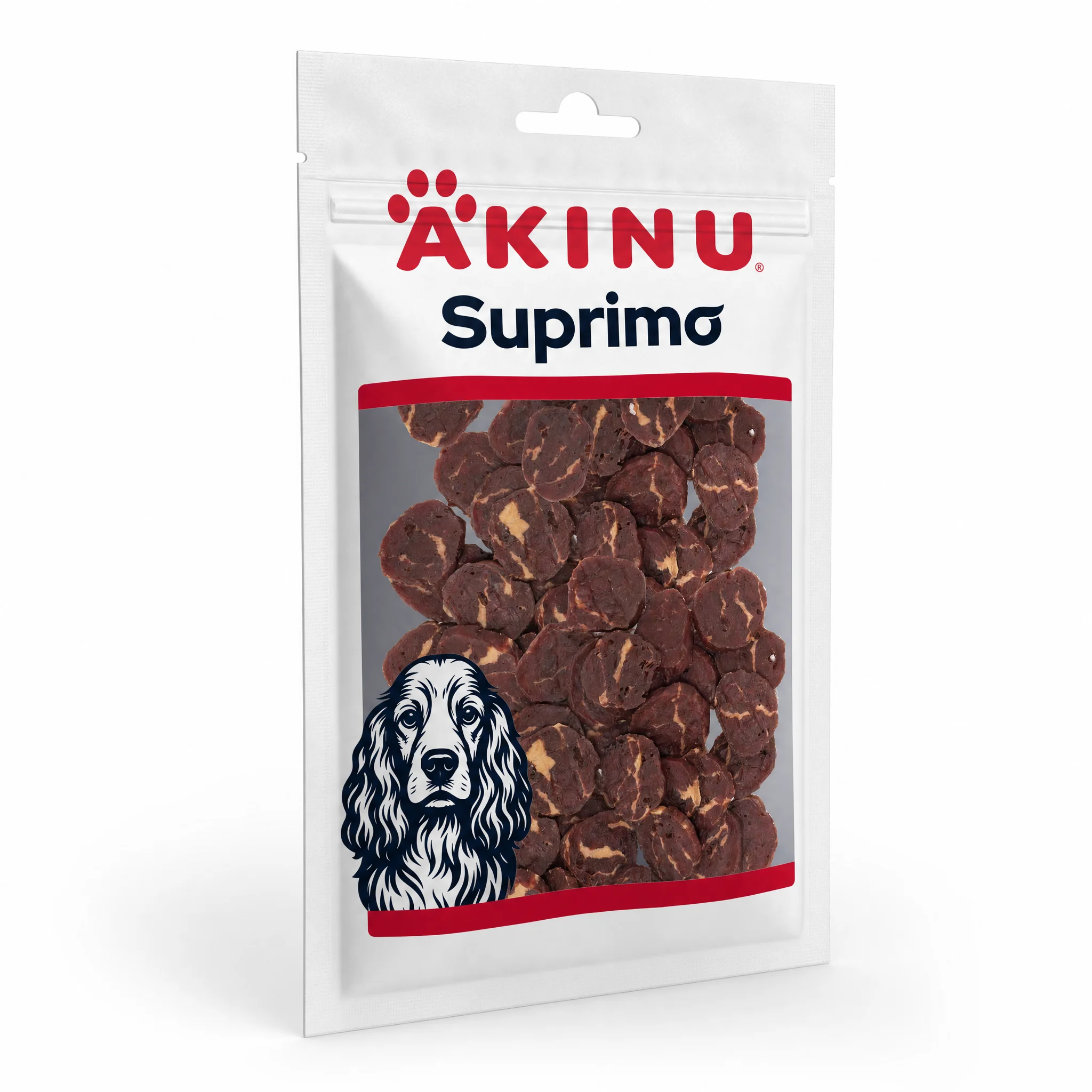 Akinu SUPRIMO Hovězí s kuřecí chrupavkou mini steak pamlsek pro psy 75 g