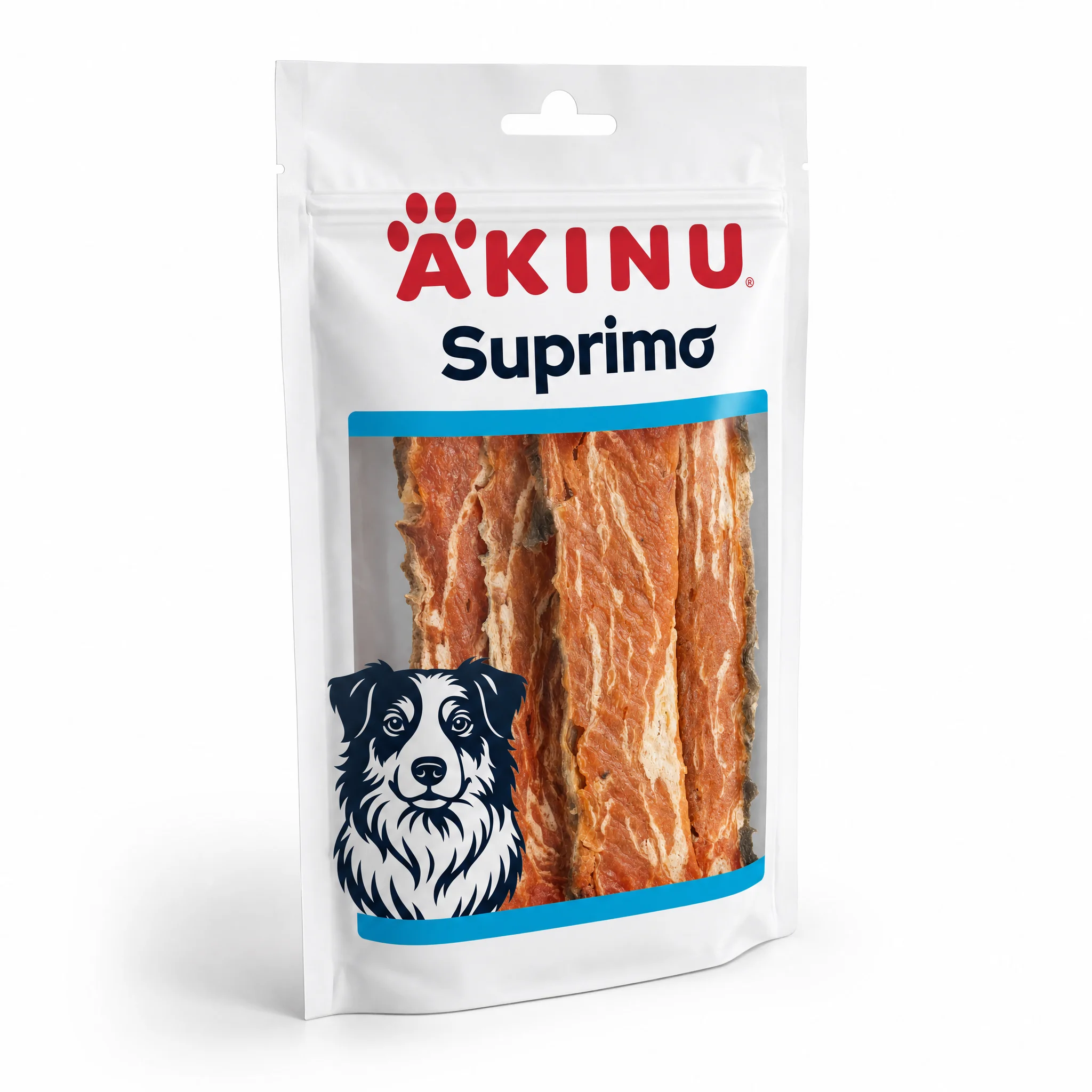 Akinu SUPRIMO Losos s kůží plátky pamlsek pro psy mramorované 75 g