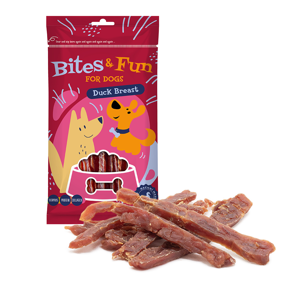 Akinu BITES & FUN Kachní prsíčka pamlsek pro psy 85 g