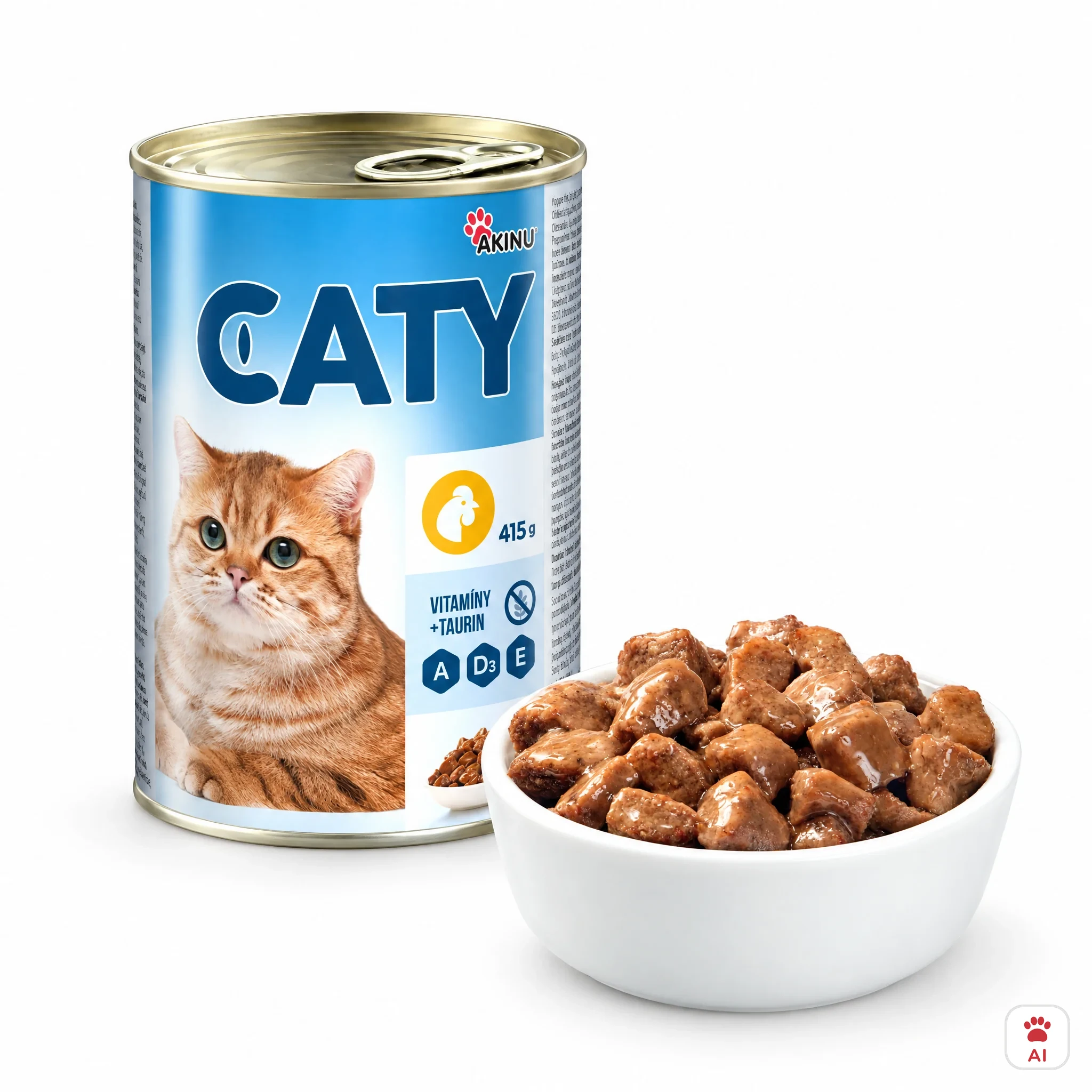 Akinu CATY Drůbeží kousky v omáčce konzerva pro kočky 415 g