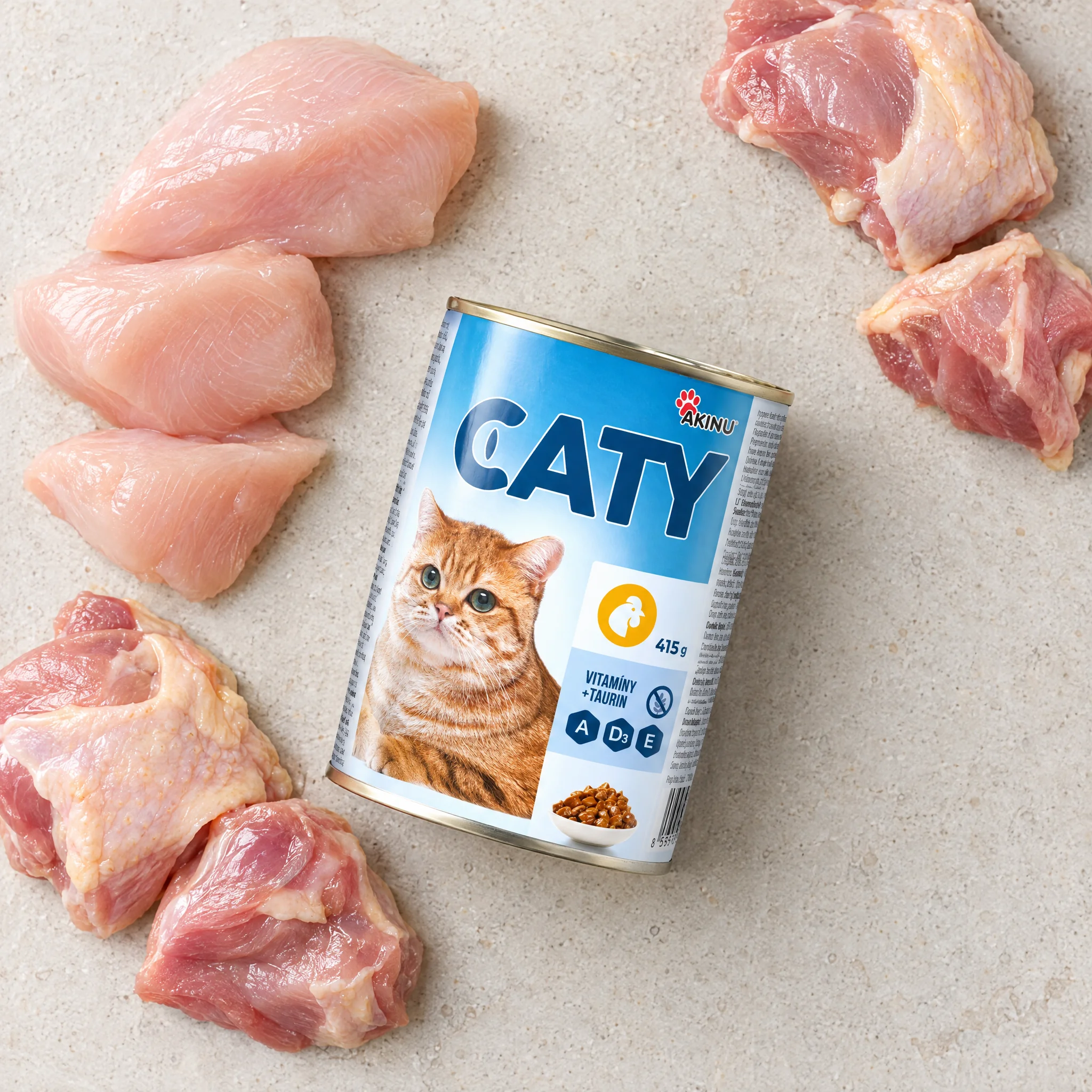 Akinu CATY Drůbeží kousky v omáčce konzerva pro kočky 415 g