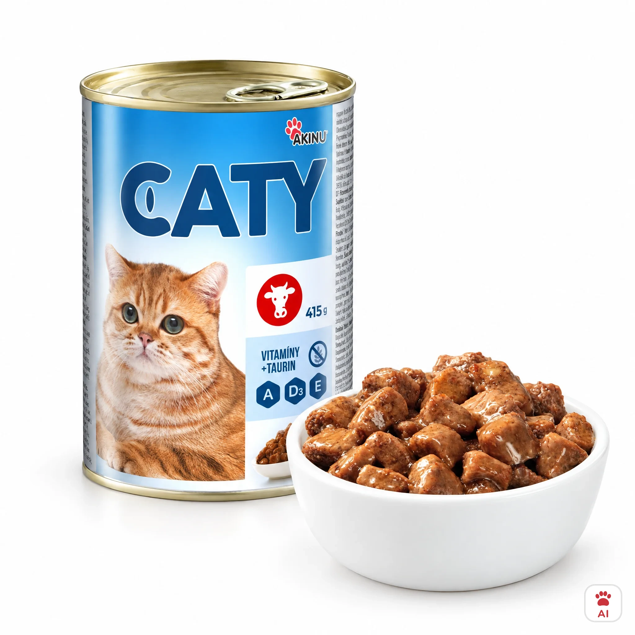 Akinu CATY Hovězí kousky v omáčce konzerva pro kočky 415 g