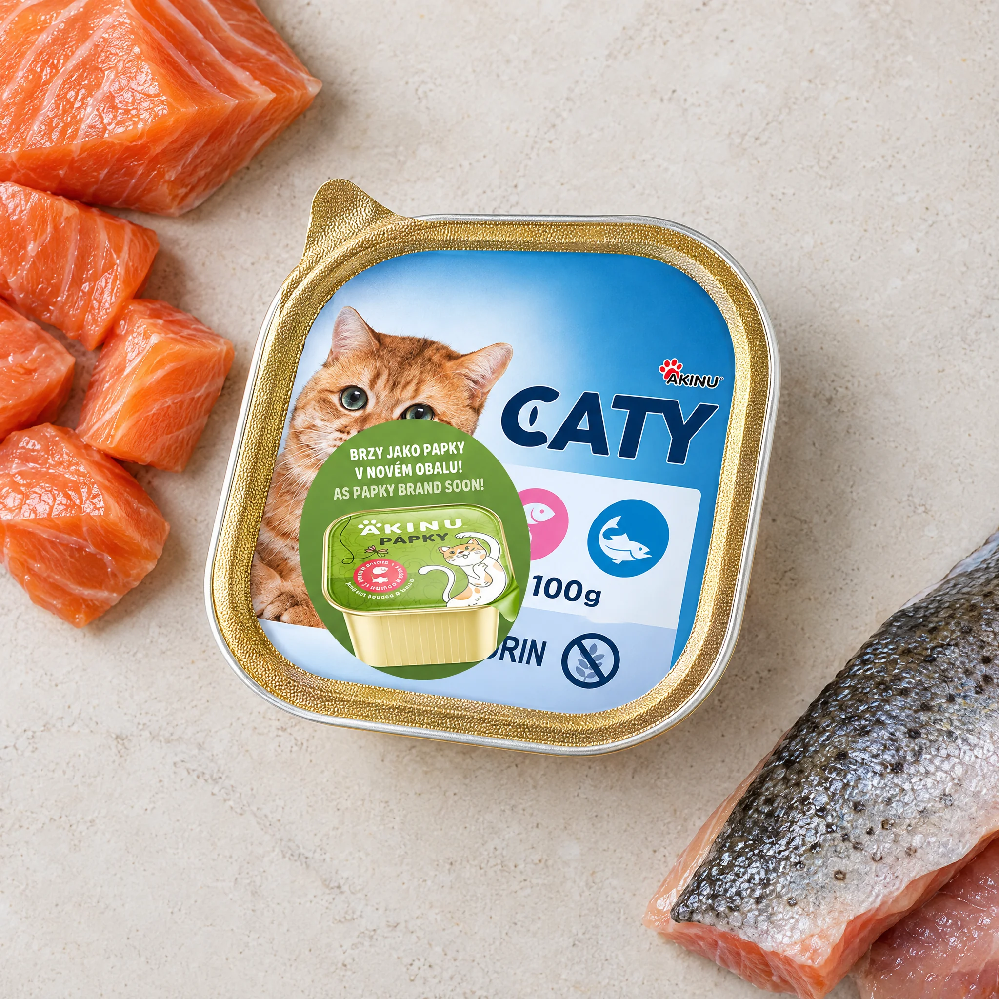 Akinu CATY Losos & pstruh paštika pro kočky 100 g