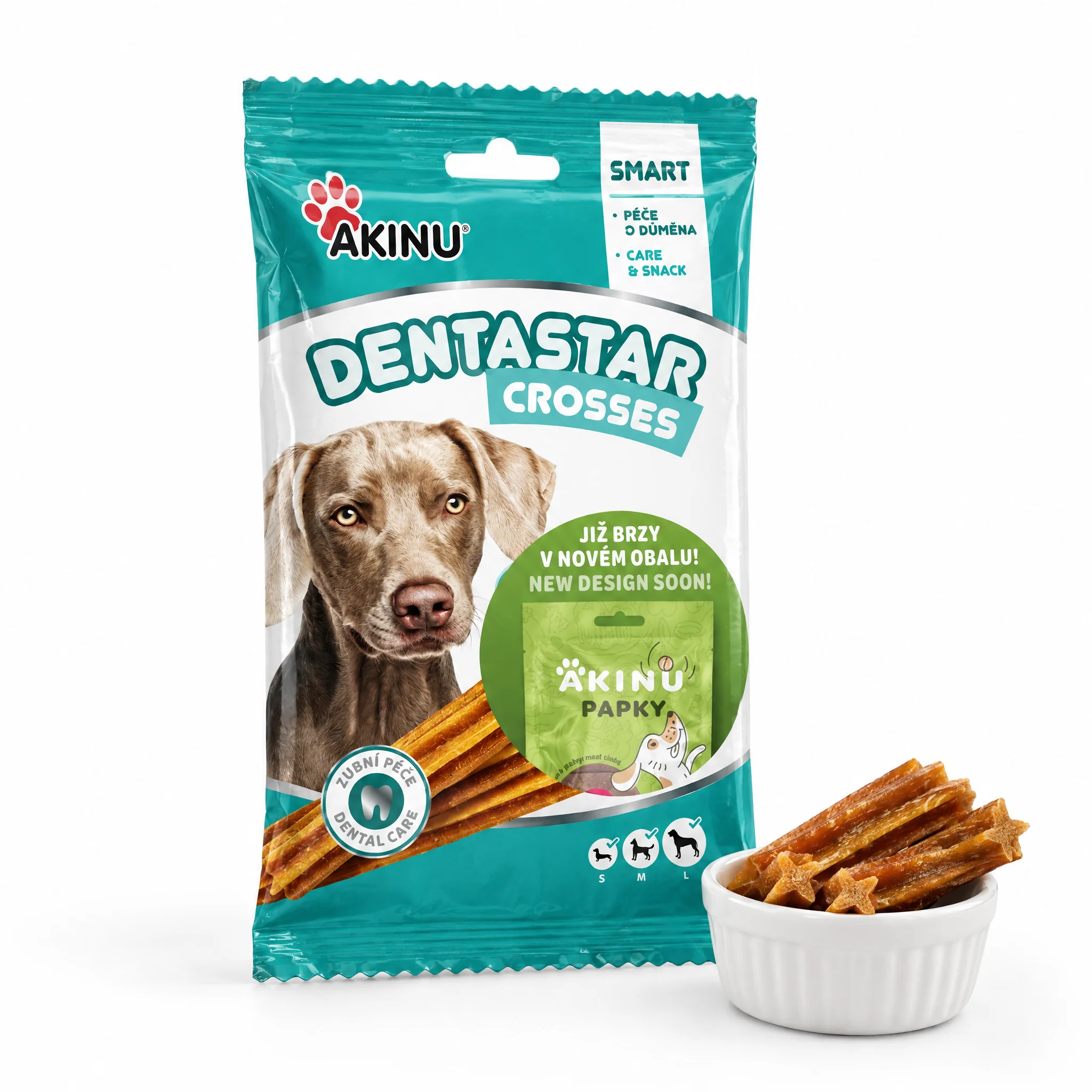 Akinu DENTASTAR Tyčky pamlsek pro psy dentální žvýkací 7 ks