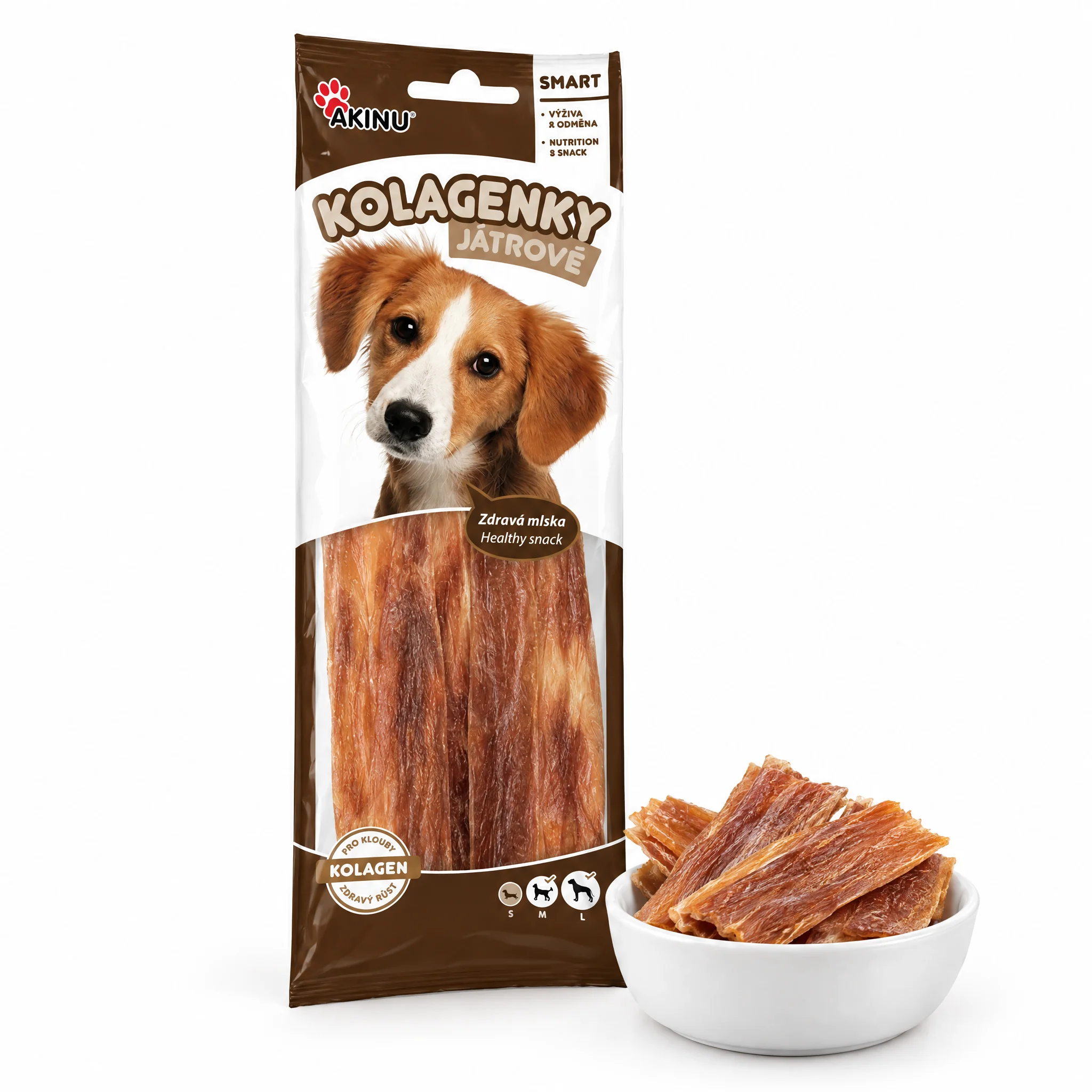 Akinu Kolagenové pásky s drůbežími játry pamlsek pro psy 60 g