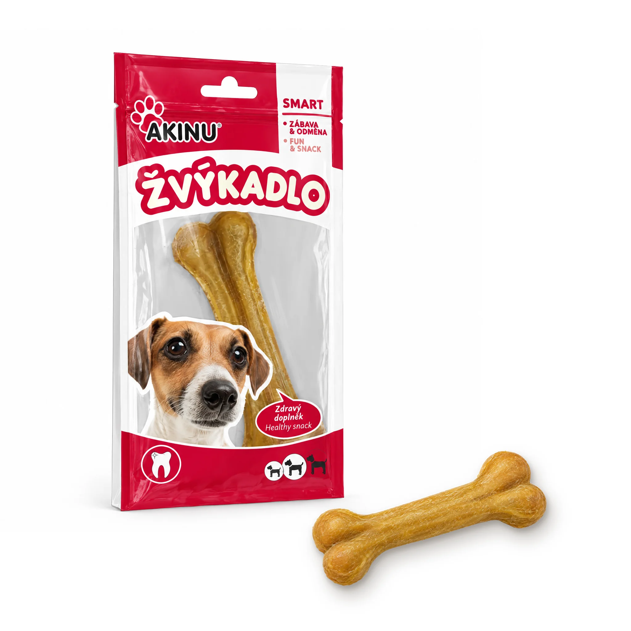 Akinu Kost z buvolí kůže přírodní pamlsek pro psy žvýkací 12 cm 1 ks