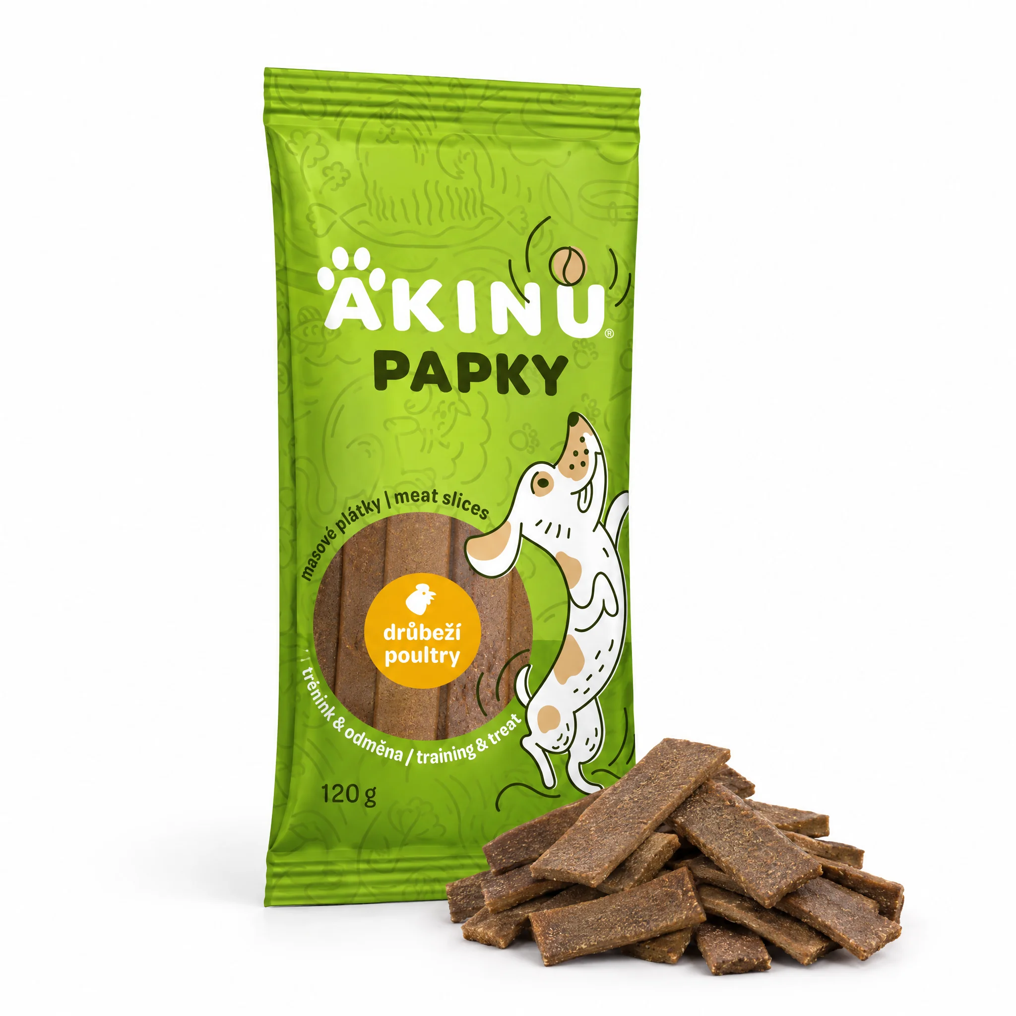 Akinu PAPKY Drůbeží plátky pamlsek pro psy 120 g