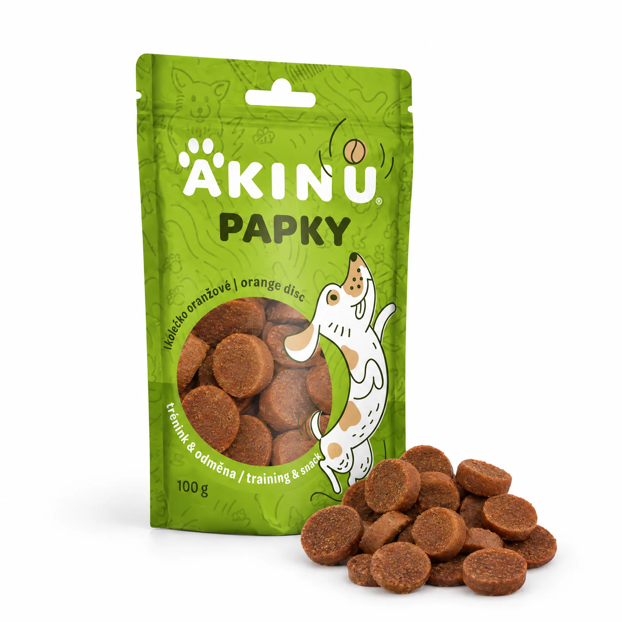 Akinu PAPKY Kolečko oranžové pamlsek pro psy 100 g