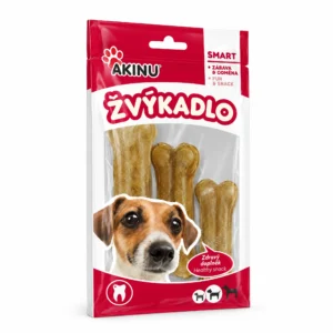 Akinu PAPKY Kost z buvolí kůže přírodní pamlsek pro psy žvýkací 8 cm 3 ks