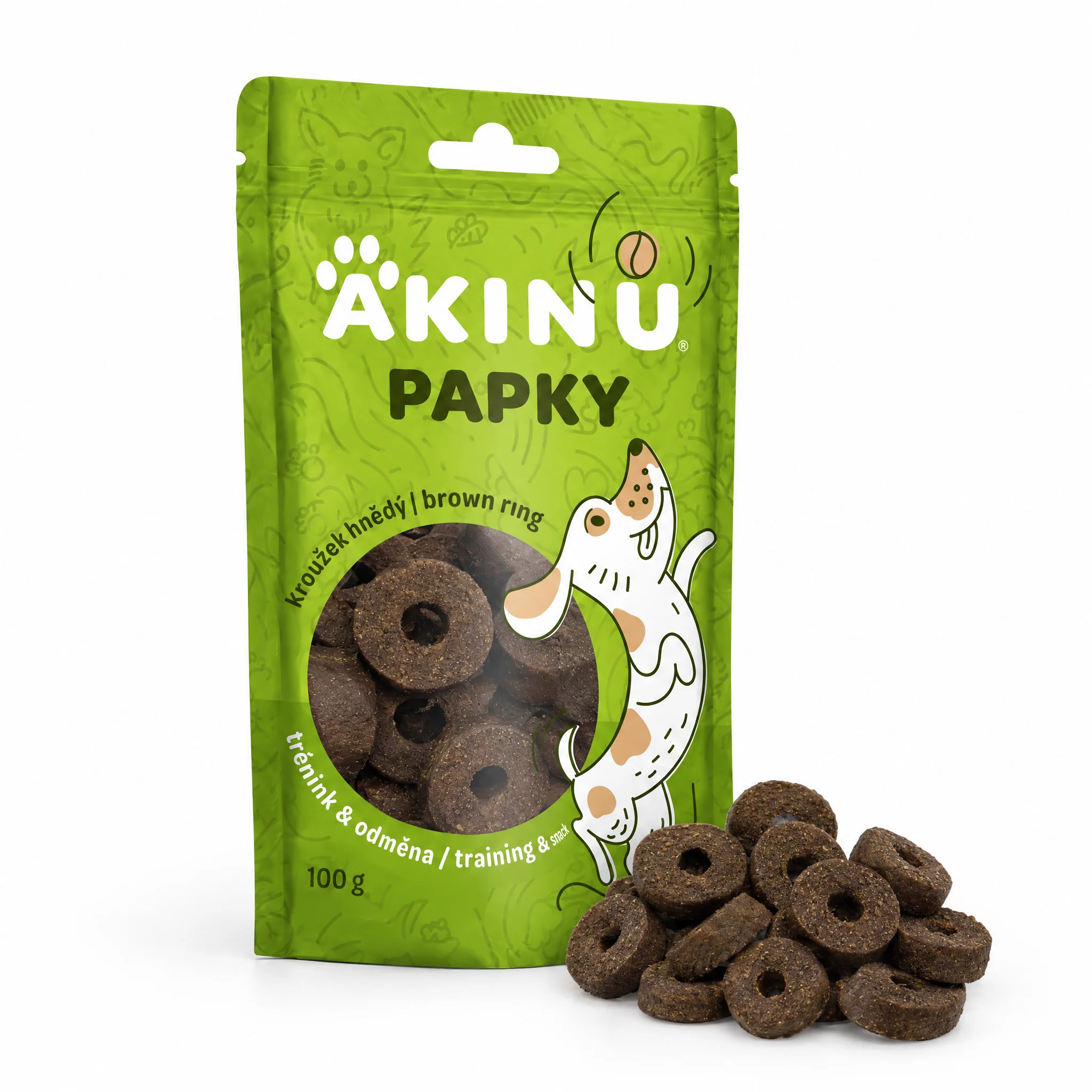 Akinu PAPKY Kroužek hnědý pamlsek pro psy 100 g