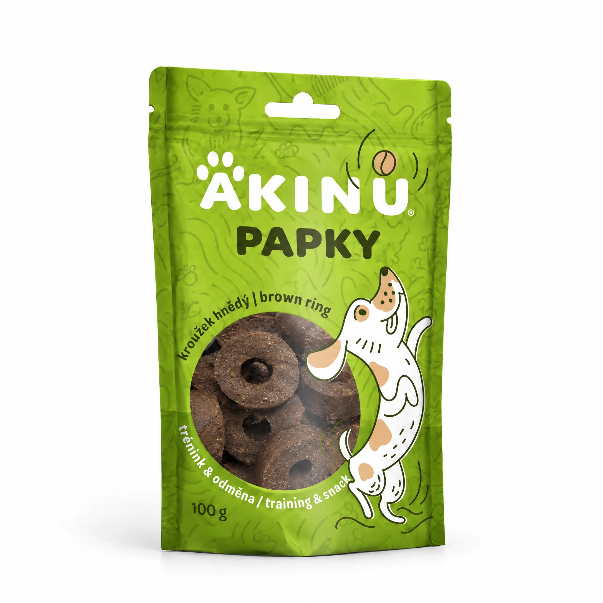 Akinu PAPKY Kroužek hnědý pamlsek pro psy 100 g