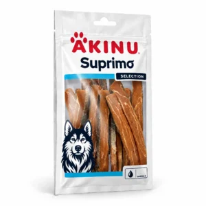 Akinu SUPRIMO SELECTION Losos kousky s kůží pamlsek pro psy mramorovaný 75 g