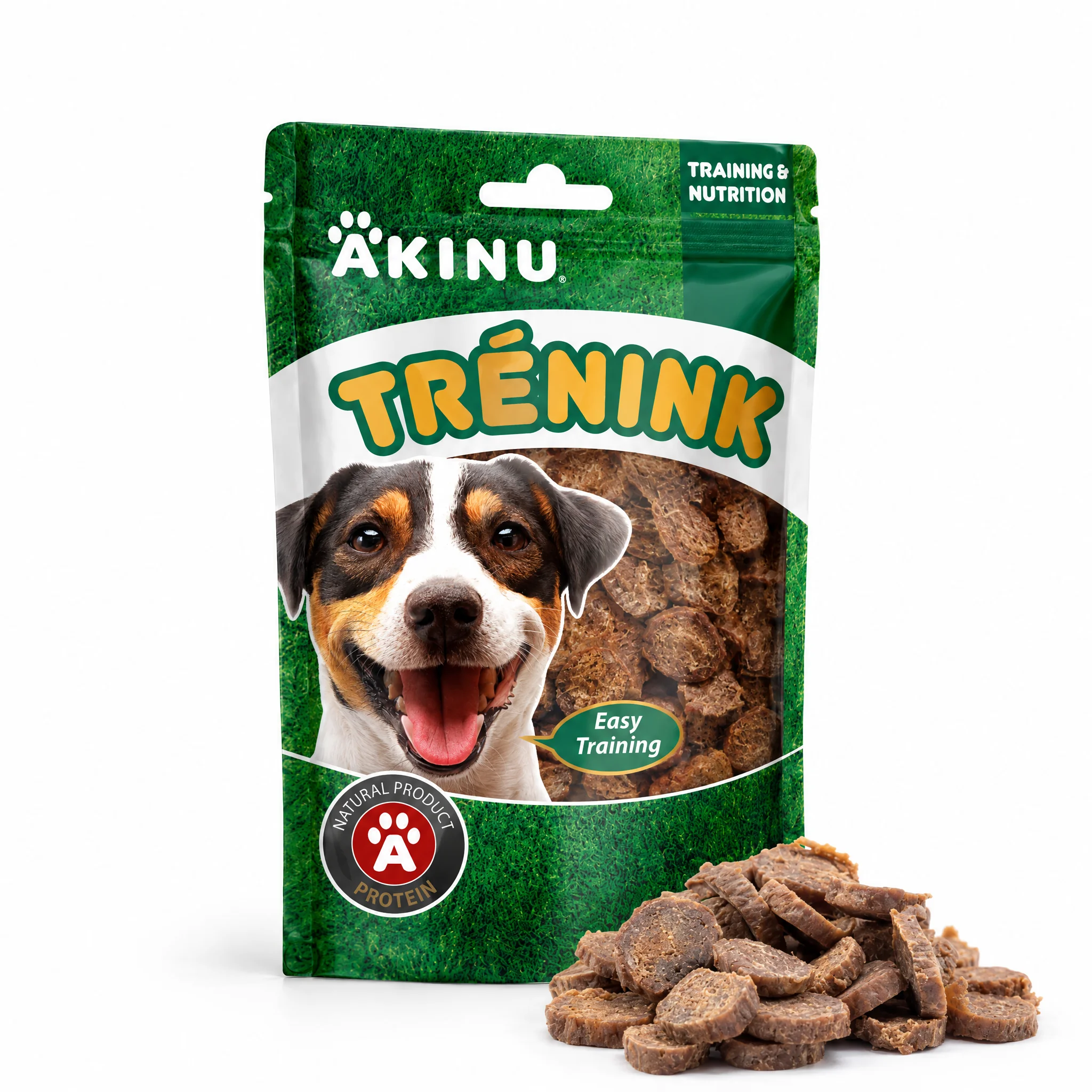 Akinu Trénink Hovězí & treska lupínky pamlsek pro psy 120 g