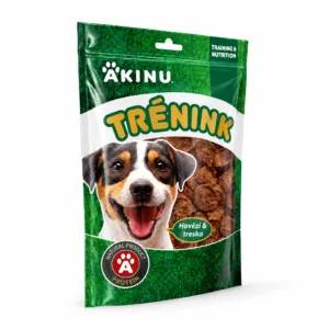 Akinu Trénink Hovězí & treska lupínky pamlsek pro psy 120 g