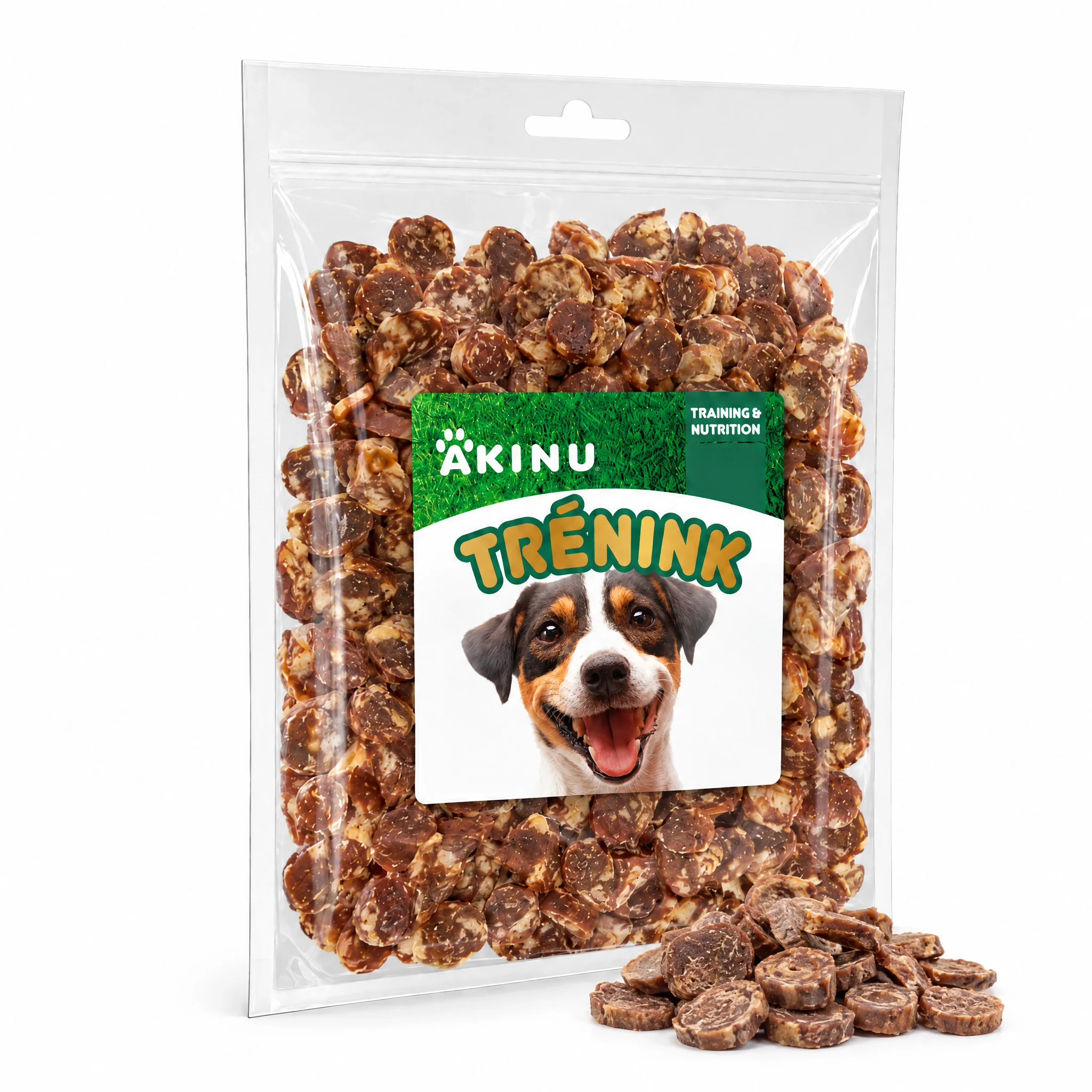 Akinu Trénink Hovězí & treska lupínky pamlsek pro psy 400 g