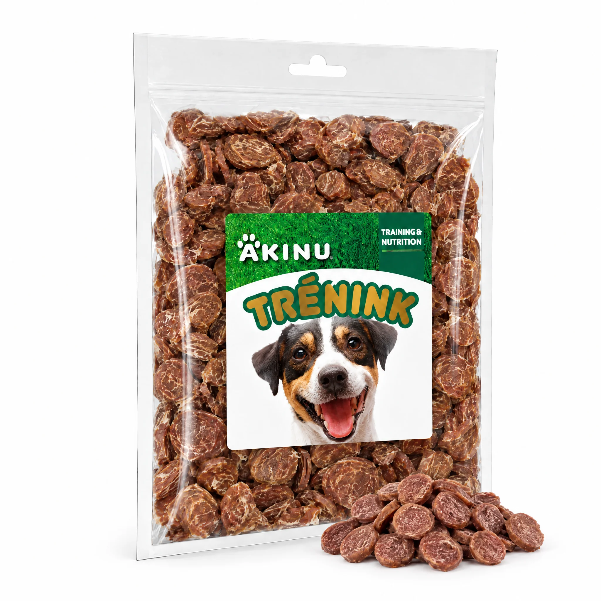Akinu Trénink Jehněčí & treska lupínky pamlsek pro psy 400 g