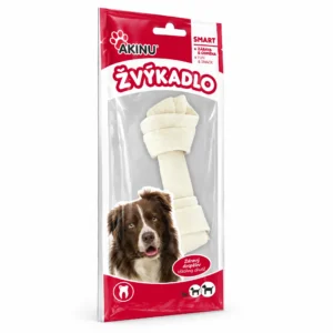 Akinu Uzel z buvolí kůže pamlsek pro psy bílý žvýkací 15 cm 1 ks
