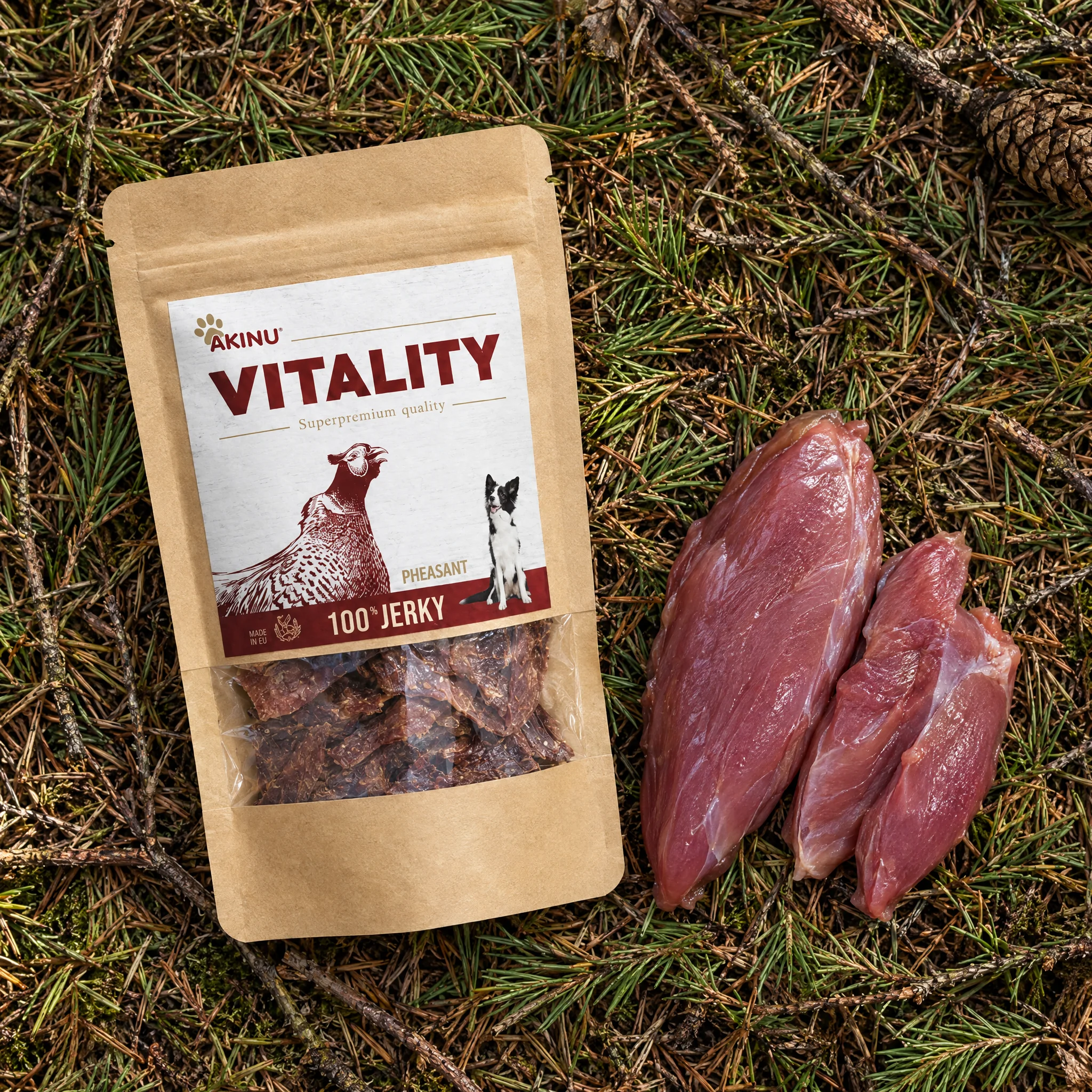 Akinu VITALITY Bažant jerky pamlsek pro psy 50 g
