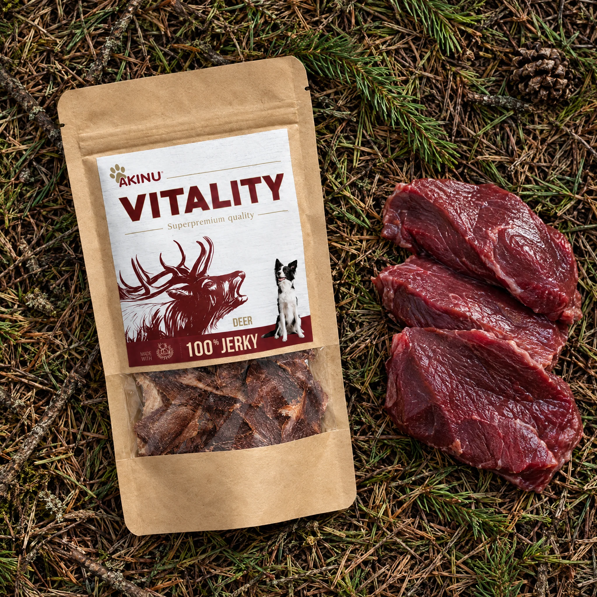 Akinu VITALITY Jelen jerky pamlsek pro psy 50 g