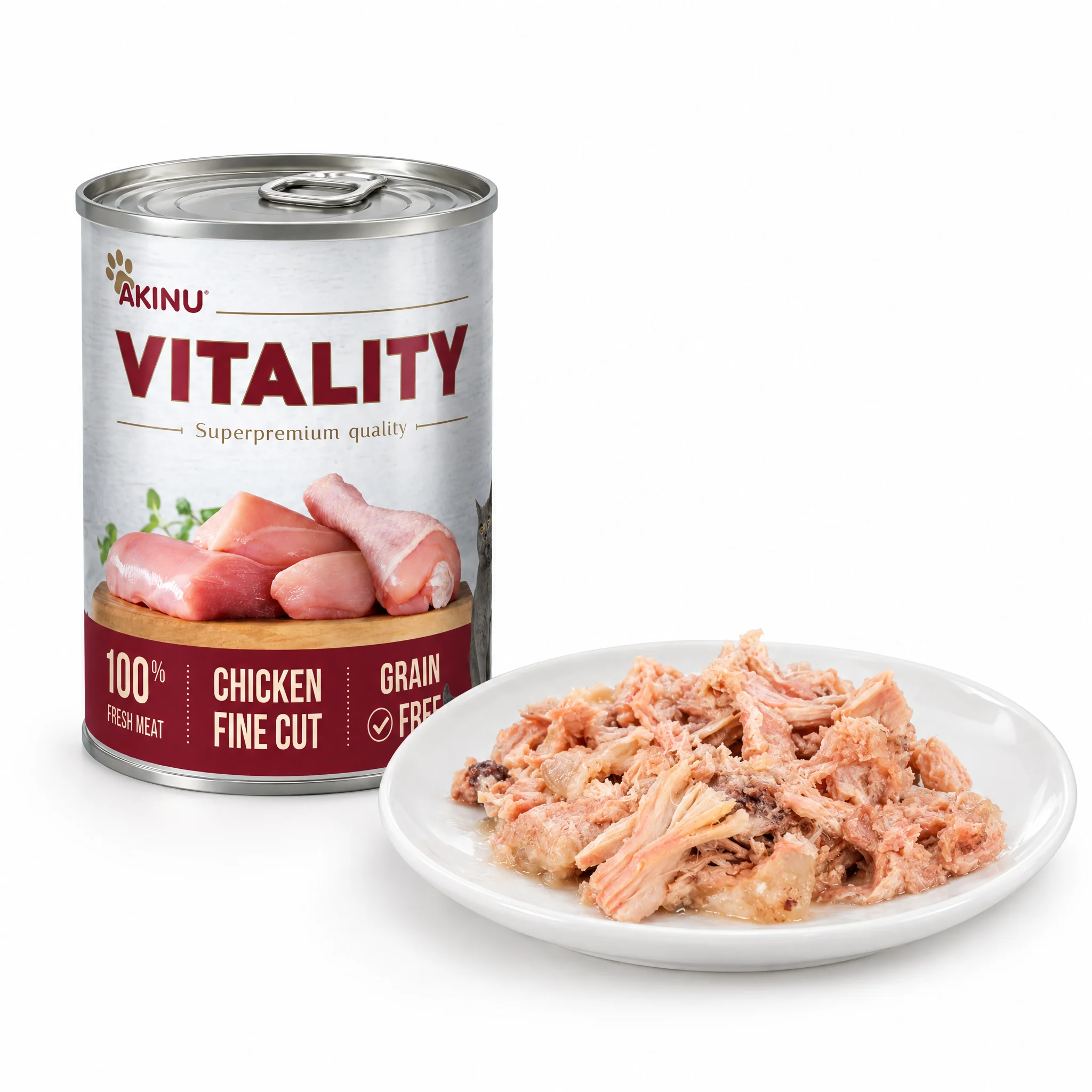 Akinu VITALITY Kuřecí jemně krájené konzerva pro kočky 400 g