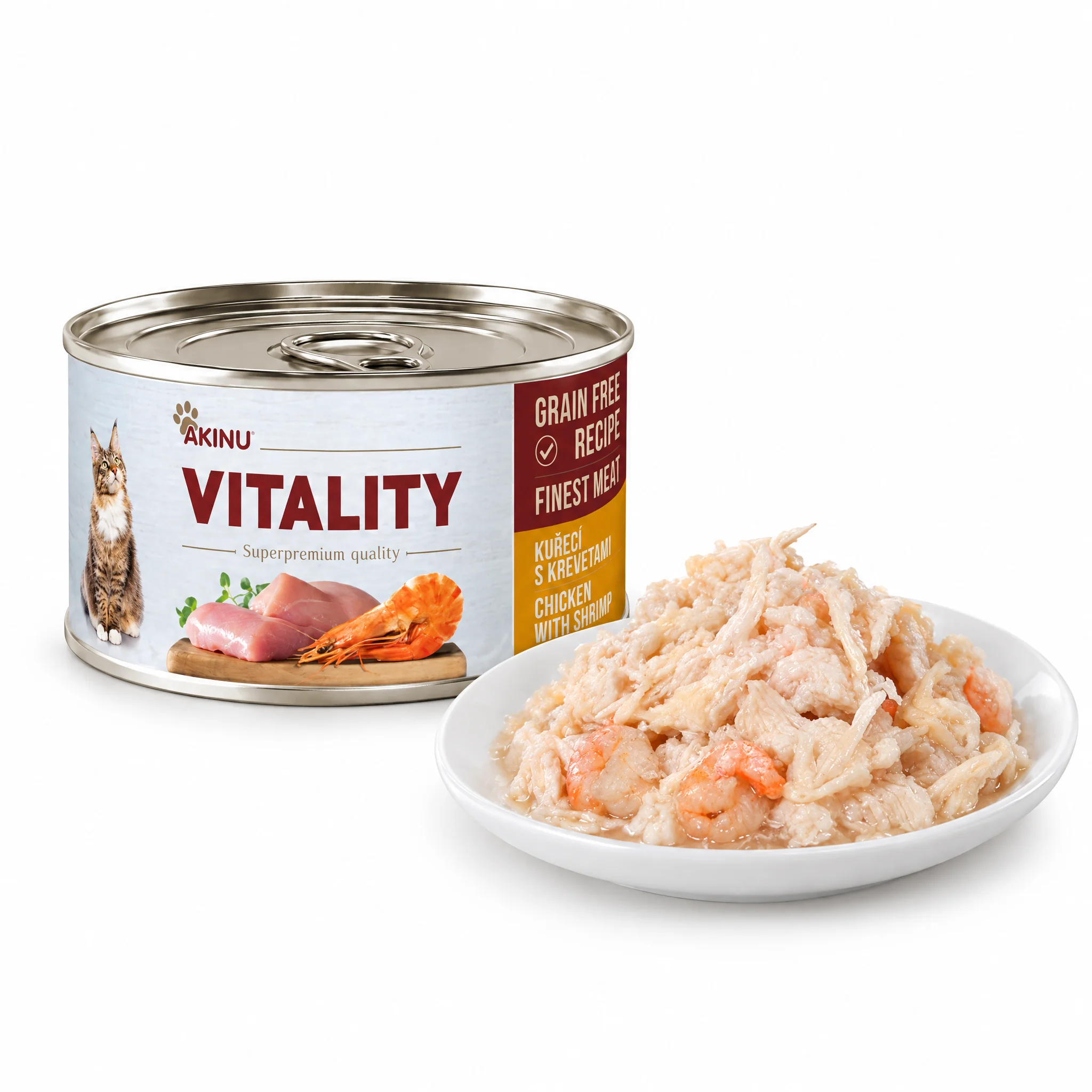 Akinu VITALITY Kuřecí & krevety konzerva pro kočky 70 g