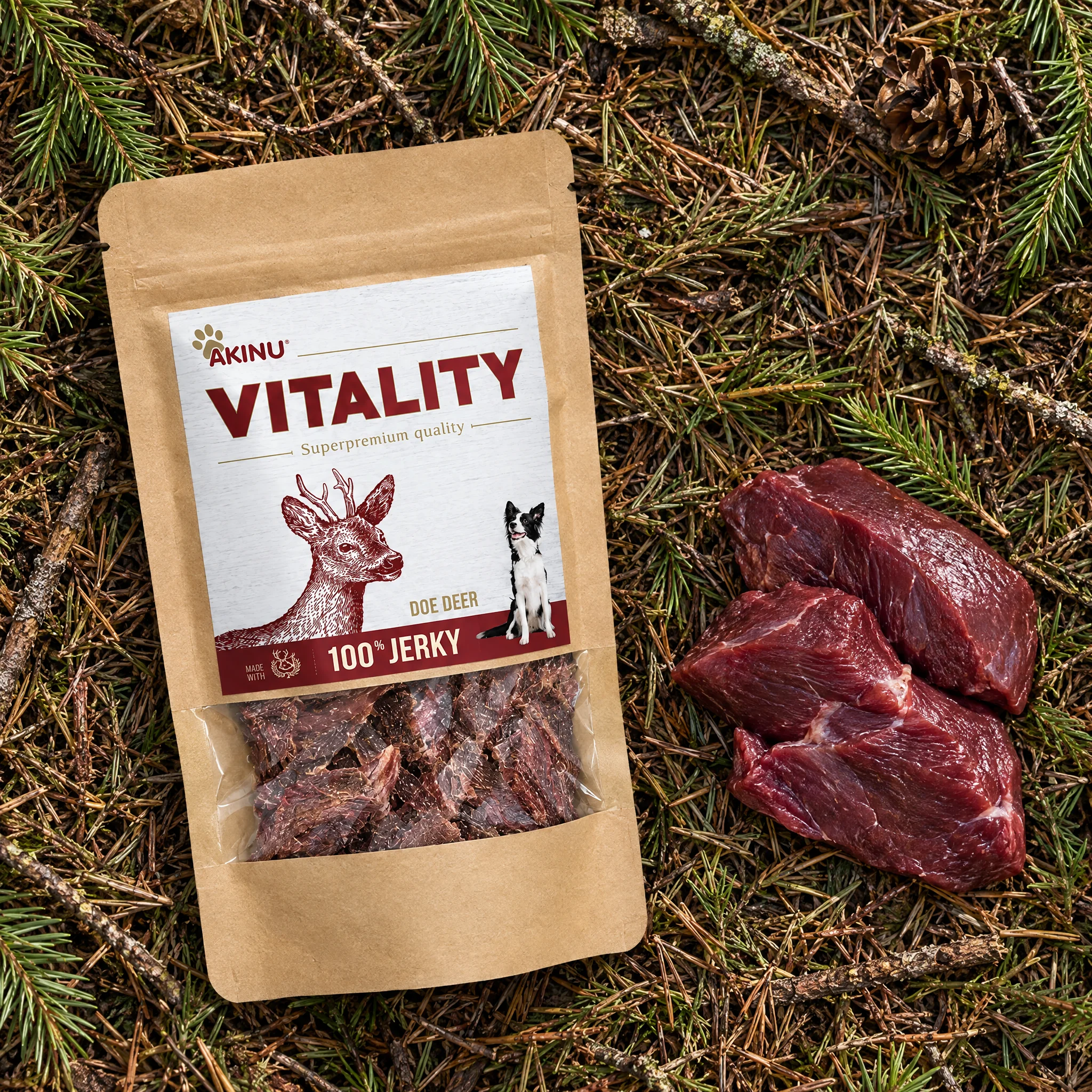 Akinu VITALITY Srnec jerky pamlsek pro psy 50 g